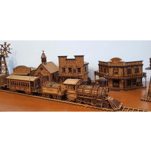 Wild West Locomotive with Coal Wagon DIY Build It Yourself Kit