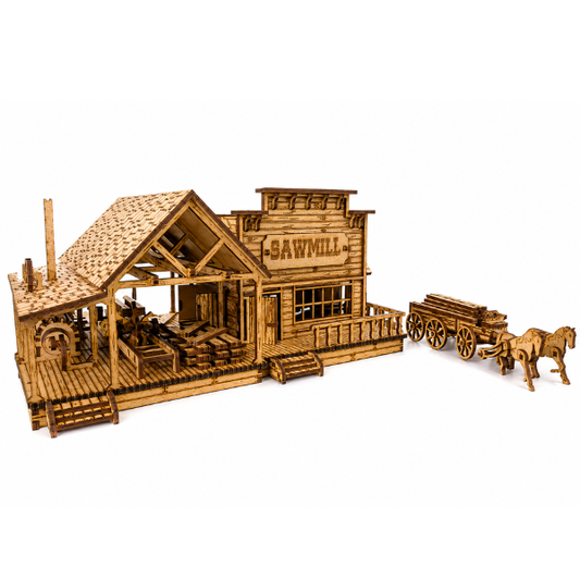 Wild West Sawmill with Freight Cart DIY Build It Yourself Kit