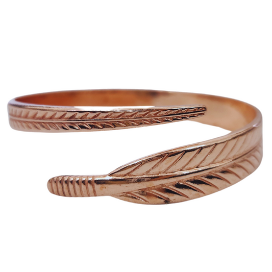 Wings of Wisdom Feather Copper Bangle