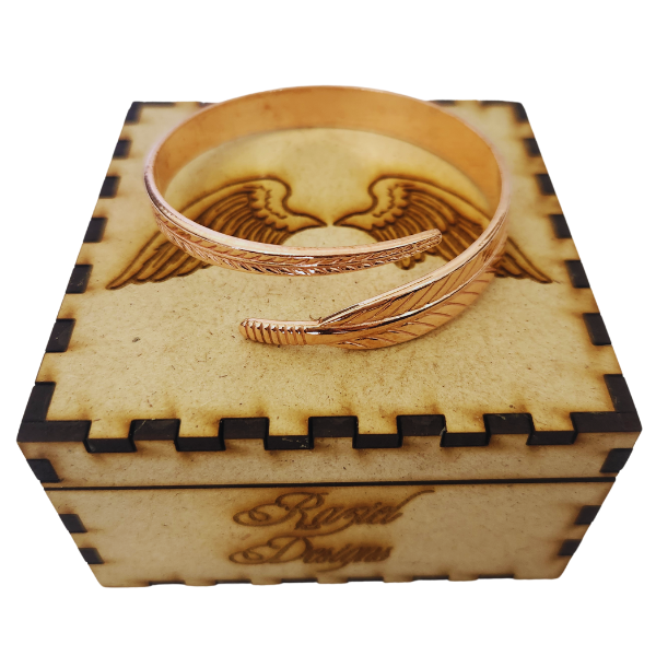 Wings of Wisdom Feather Copper Bangle