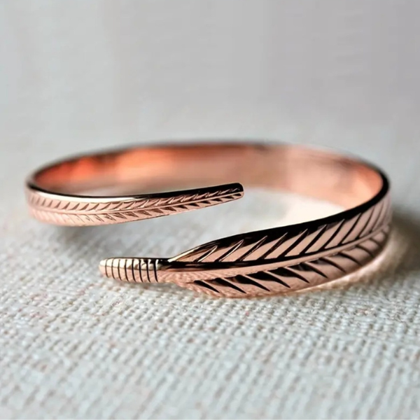 Wings of Wisdom Feather Copper Bangle