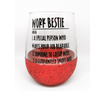 Work Bestie Stemless Wine Glass