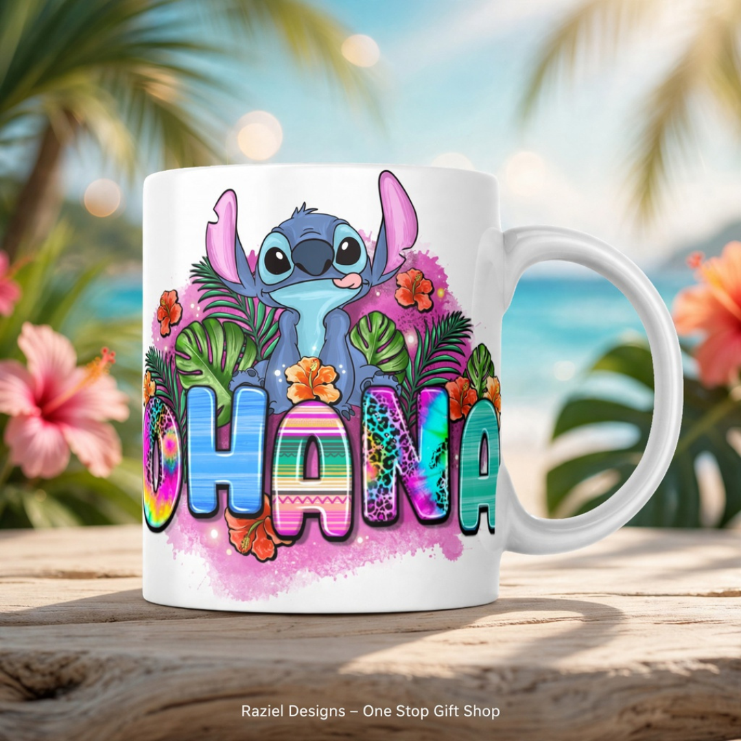 Stitch Ohana Themed Printed Coffee Cup